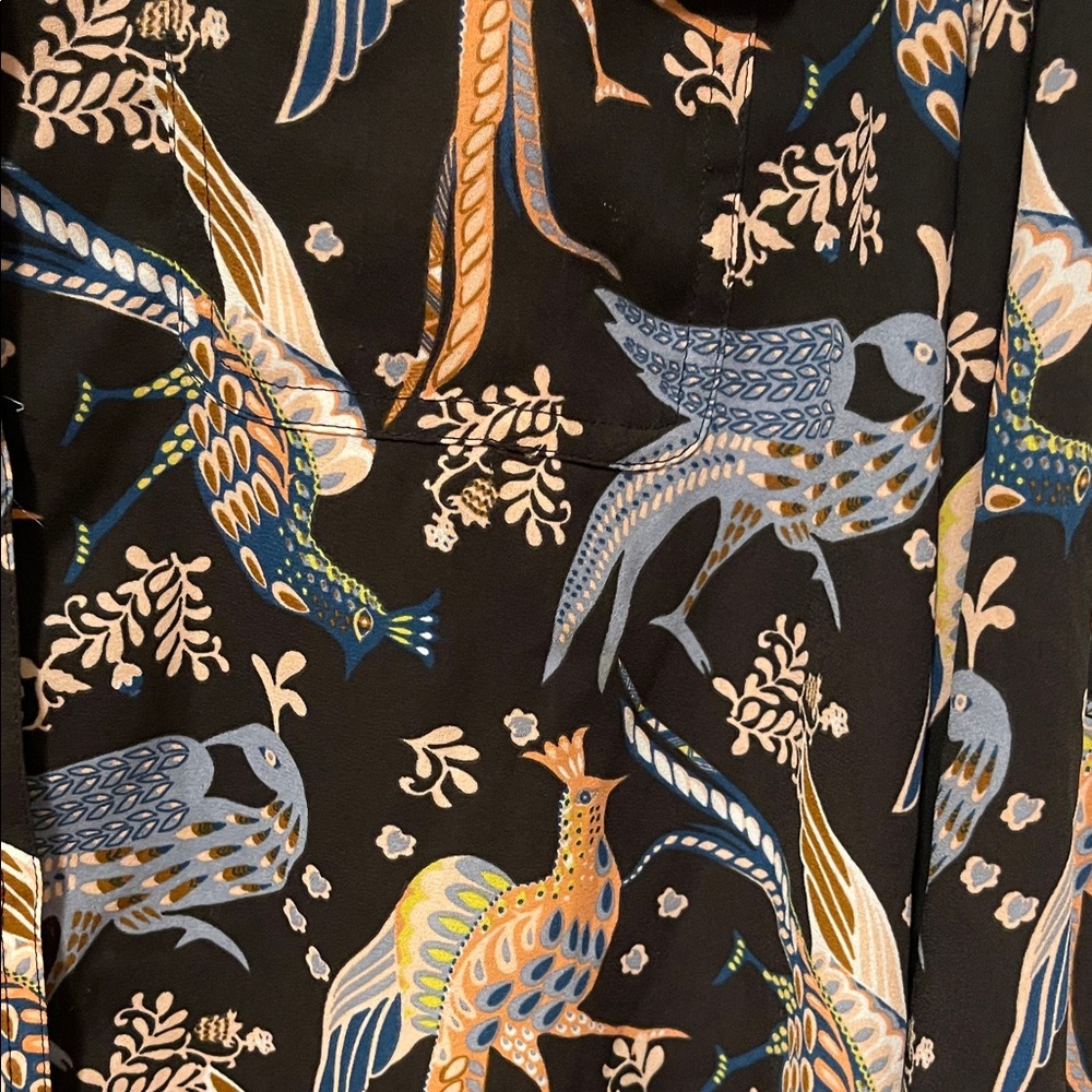 LOFT Womens Multicolor Bird Print Shirt - Picture 3 of 4